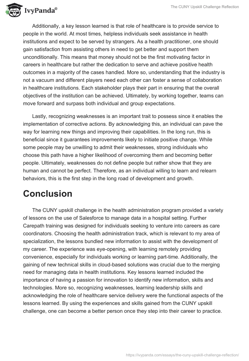 The CUNY Upskill Challenge Reflection. Page 3
