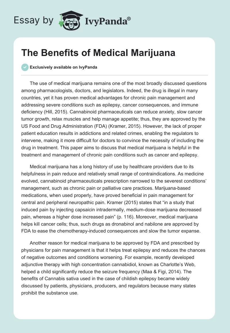 The Benefits of Medical Marijuana. Page 1