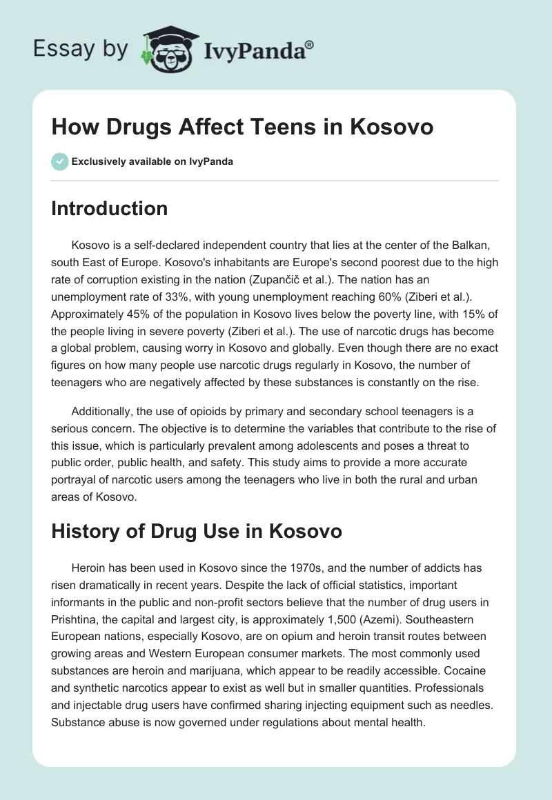 How Drugs Affect Teens in Kosovo. Page 1