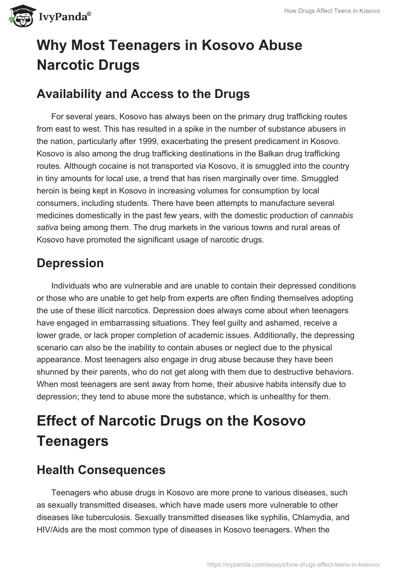 How Drugs Affect Teens in Kosovo. Page 2