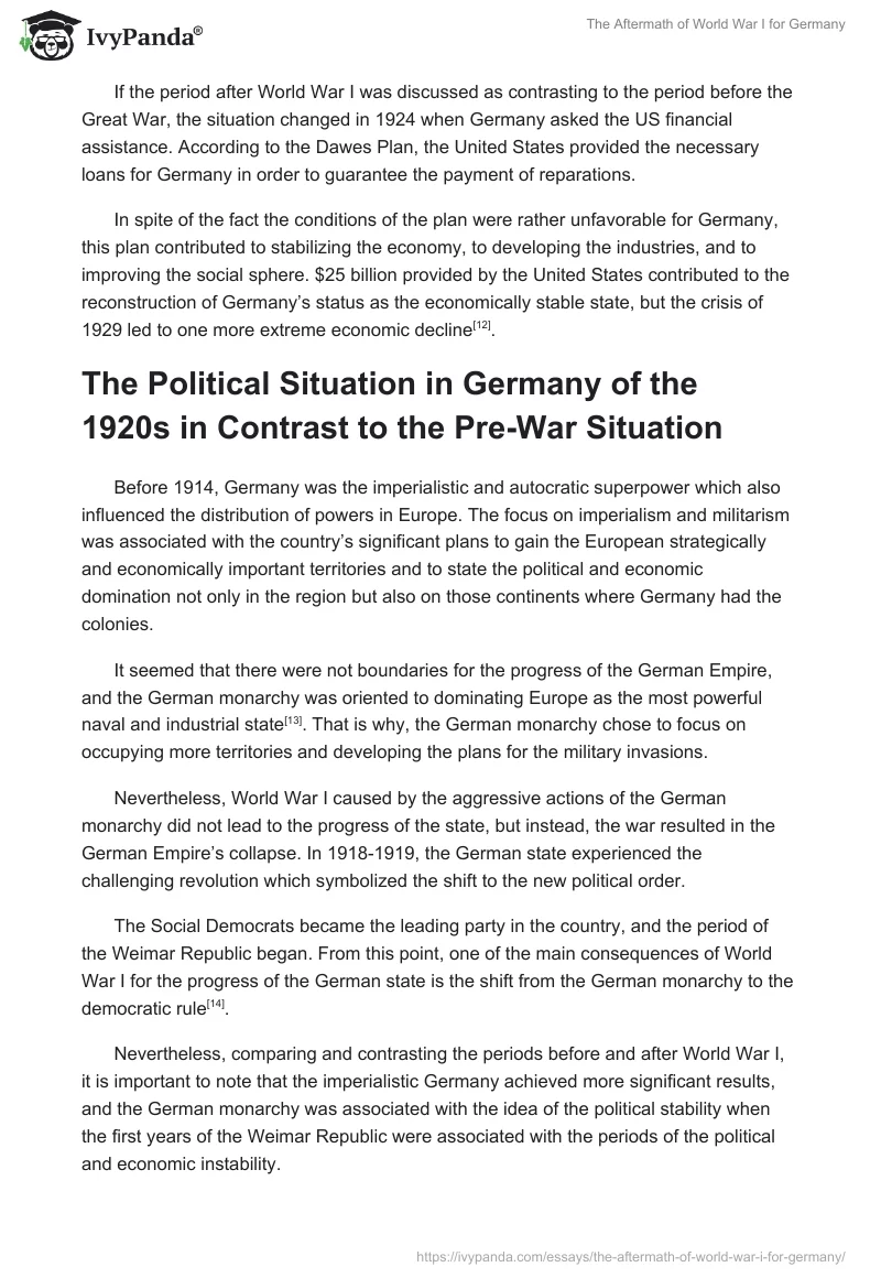 The Aftermath of World War I for Germany. Page 4