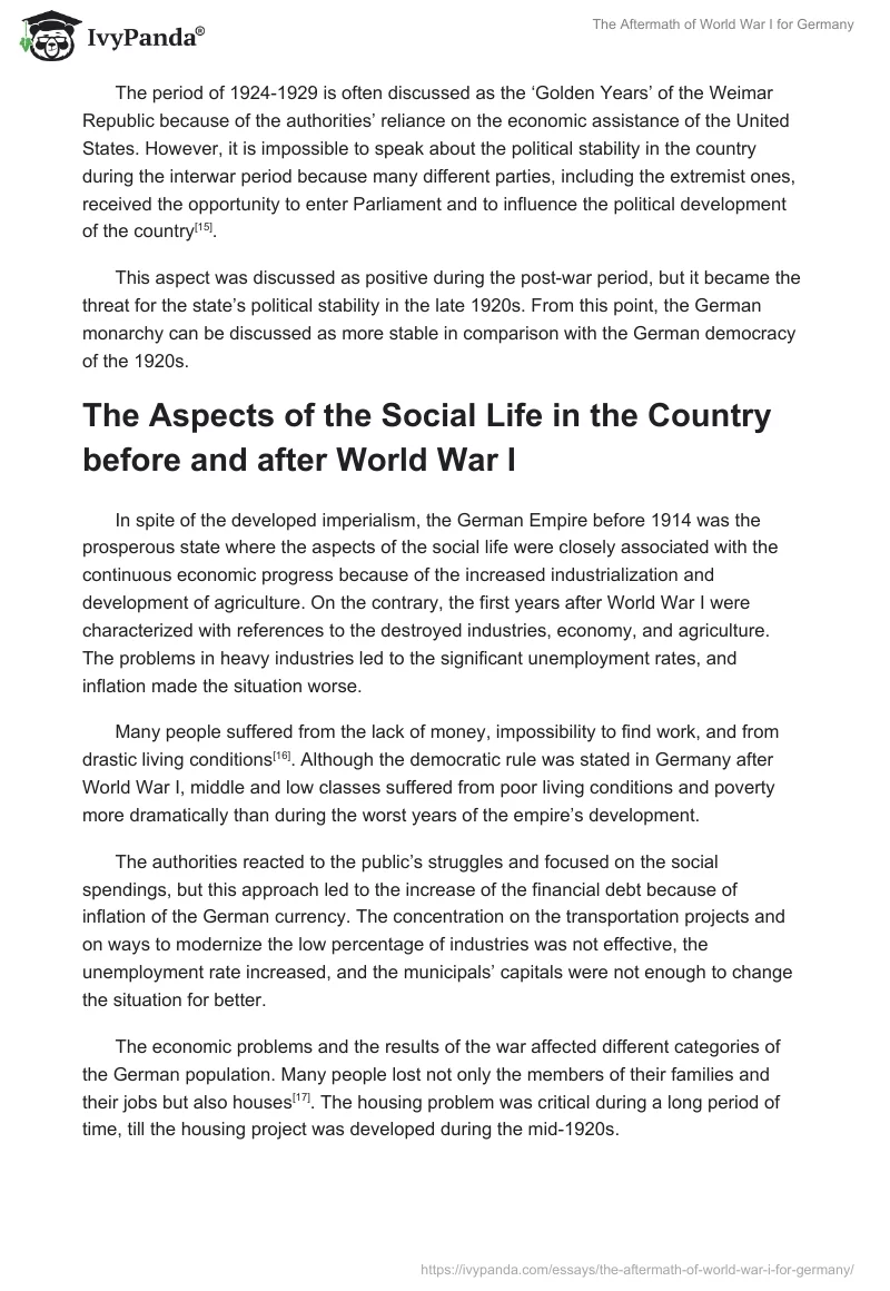 The Aftermath of World War I for Germany. Page 5