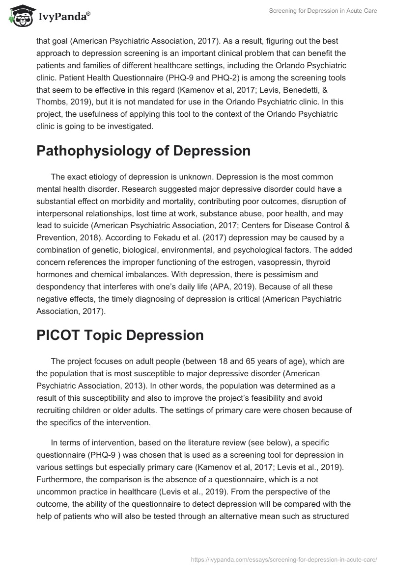 Screening for Depression in Acute Care. Page 2