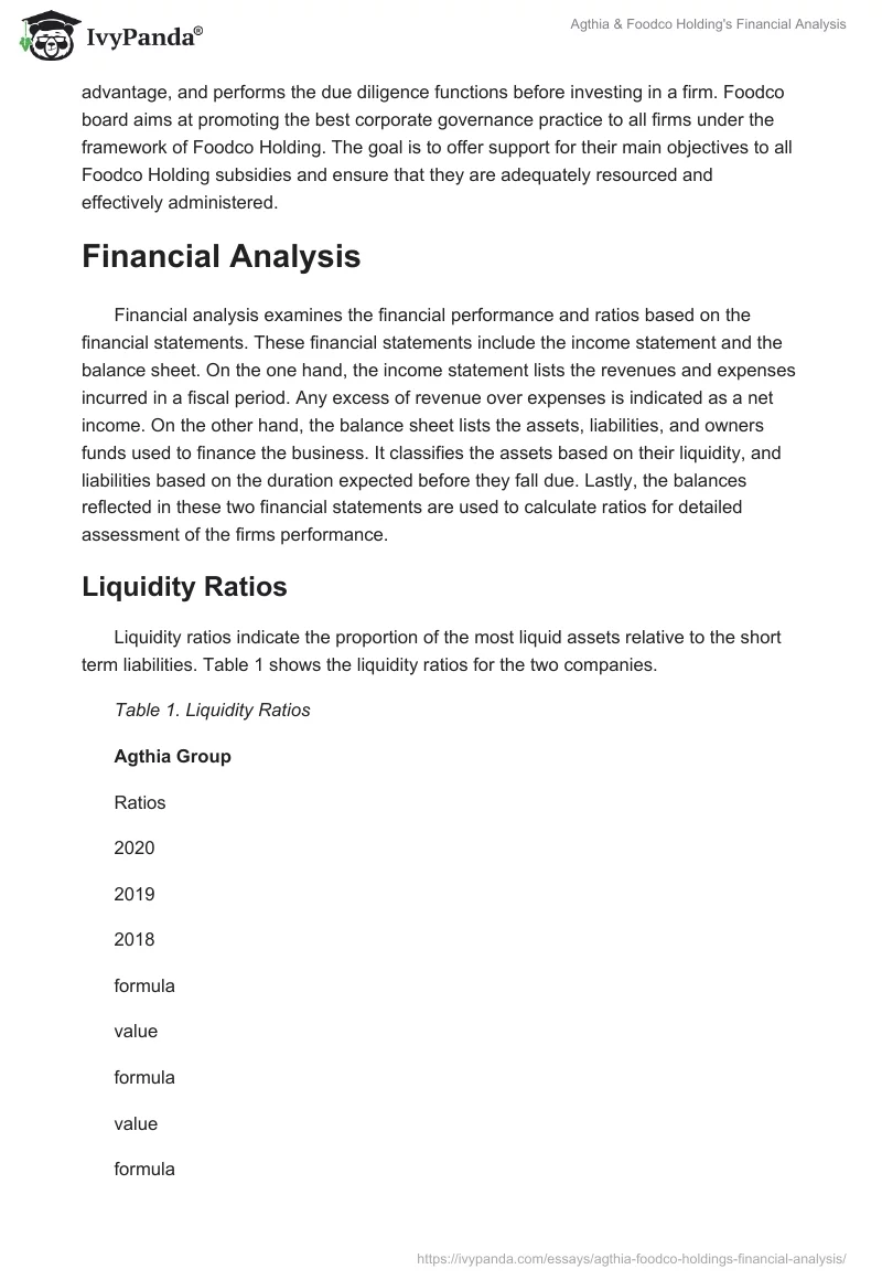 Agthia & Foodco Holding's Financial Analysis. Page 3
