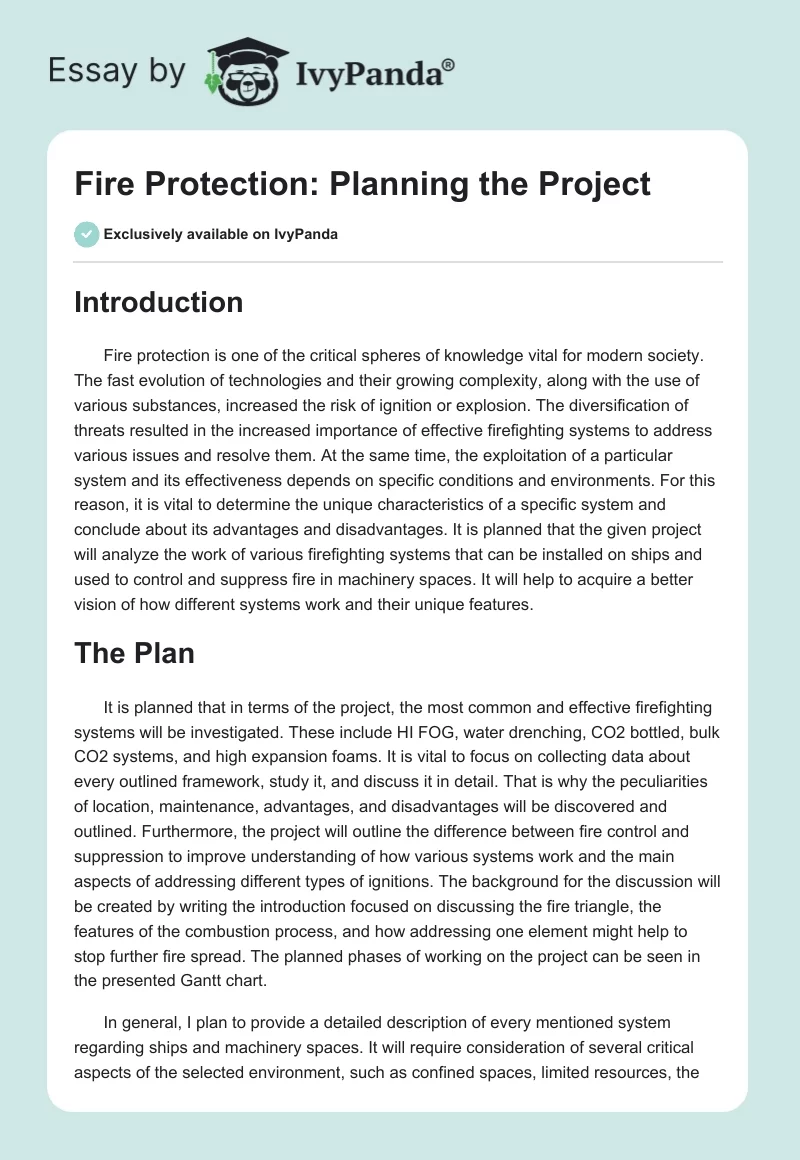 Fire Protection: Planning the Project. Page 1