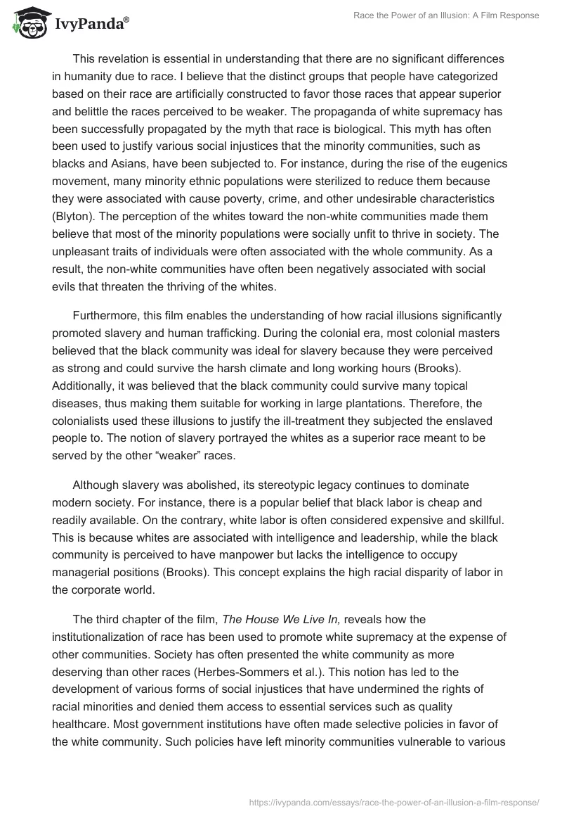"Race the Power of an Illusion": A Film Response. Page 2