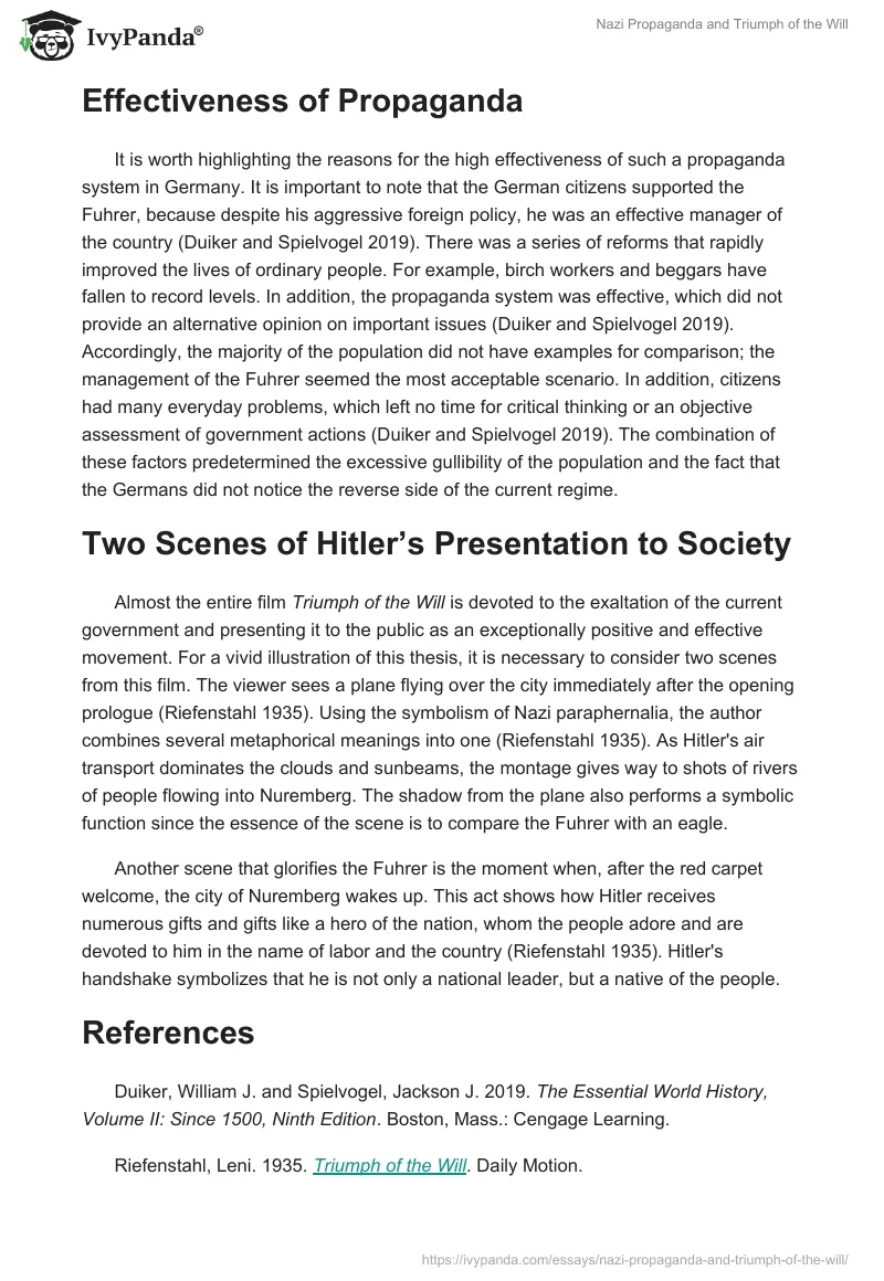 Nazi Propaganda and Triumph of the Will. Page 2