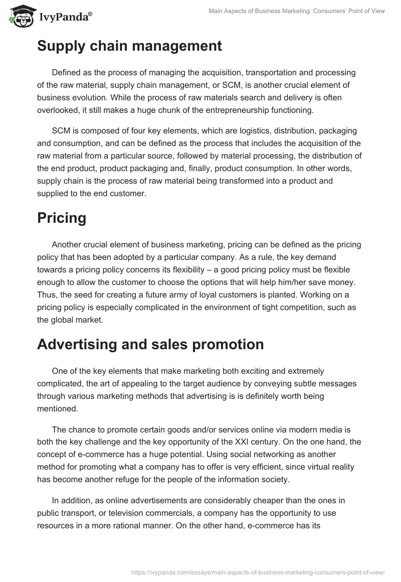 Main Aspects of Business Marketing: Consumers’ Point of View. Page 2
