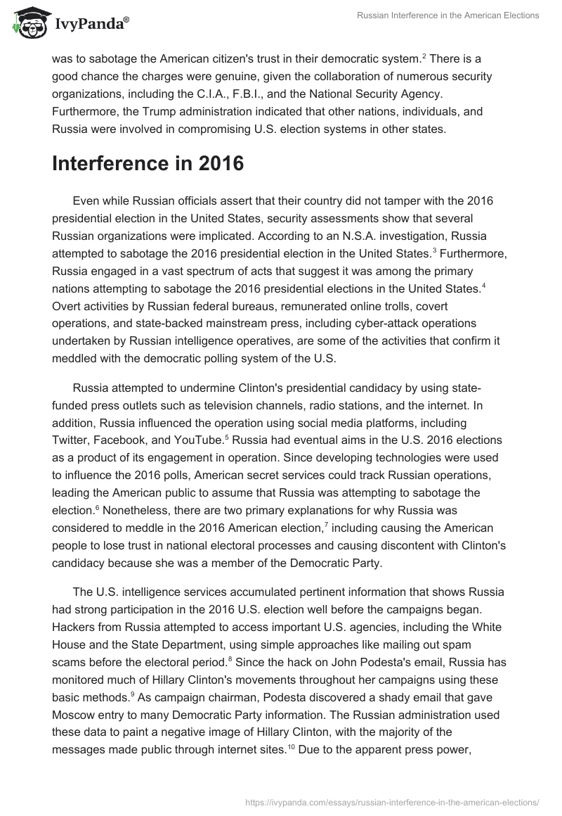 Russian Interference in the American Elections. Page 2