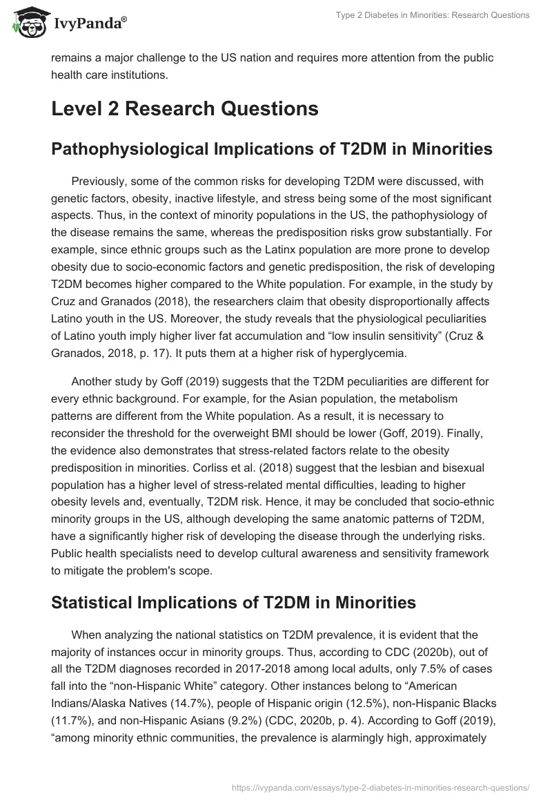 Type 2 Diabetes in Minorities: Research Questions. Page 3