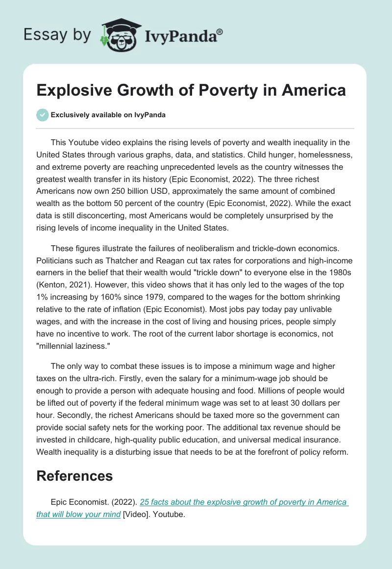 Explosive Growth of Poverty in America. Page 1