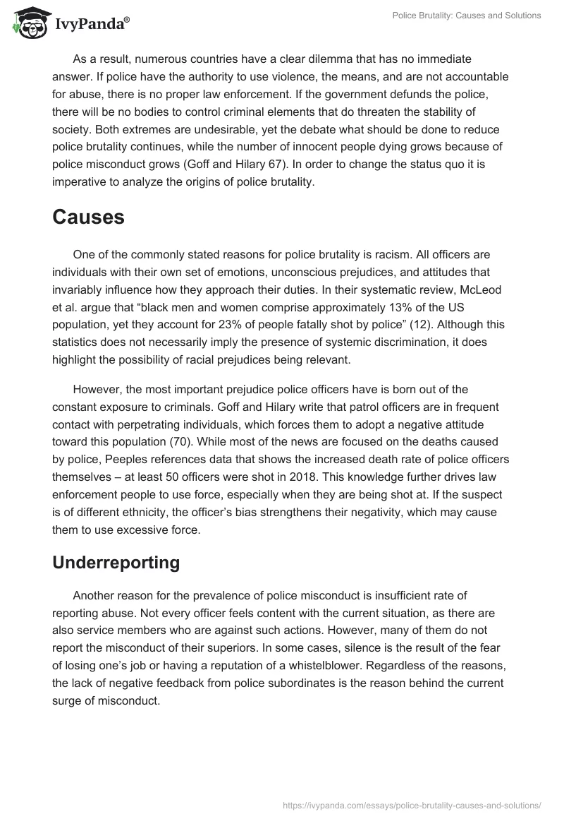 Police Brutality: Causes and Solutions. Page 2
