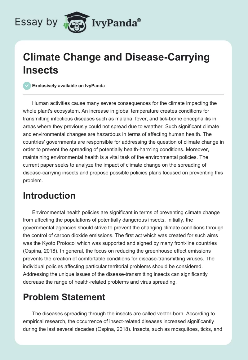 Climate Change and Disease-Carrying Insects. Page 1