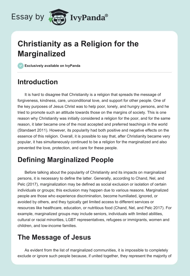 Christianity as a Religion for the Marginalized. Page 1