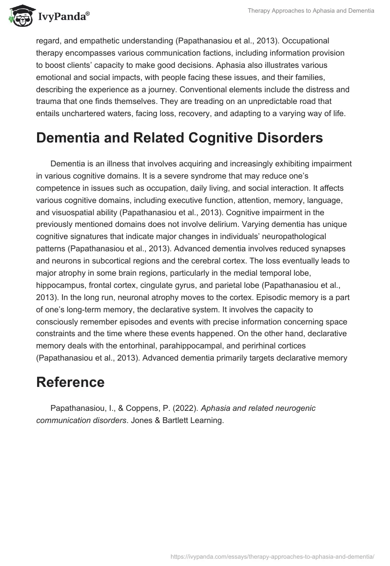 Therapy Approaches to Aphasia and Dementia. Page 2