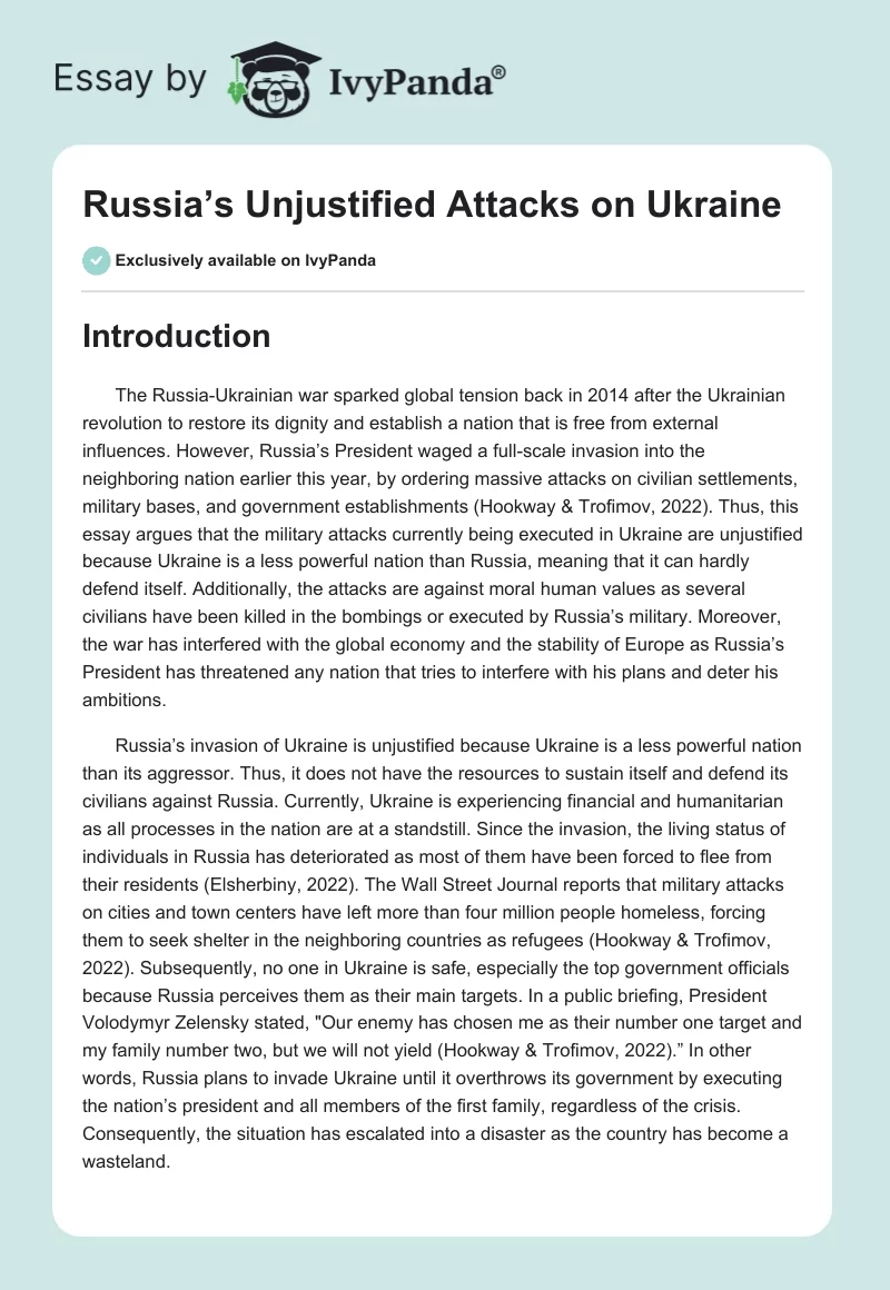 Russia’s Unjustified Attacks on Ukraine. Page 1