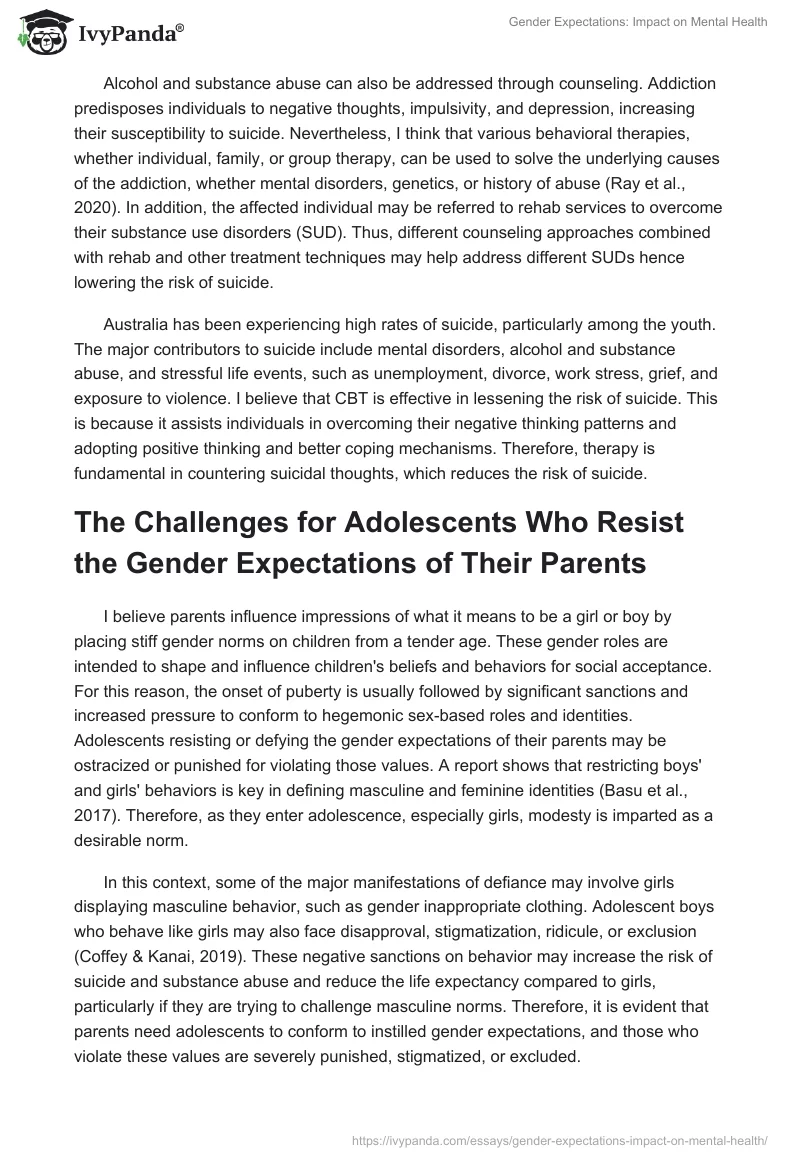 Gender Expectations: Impact on Mental Health. Page 3