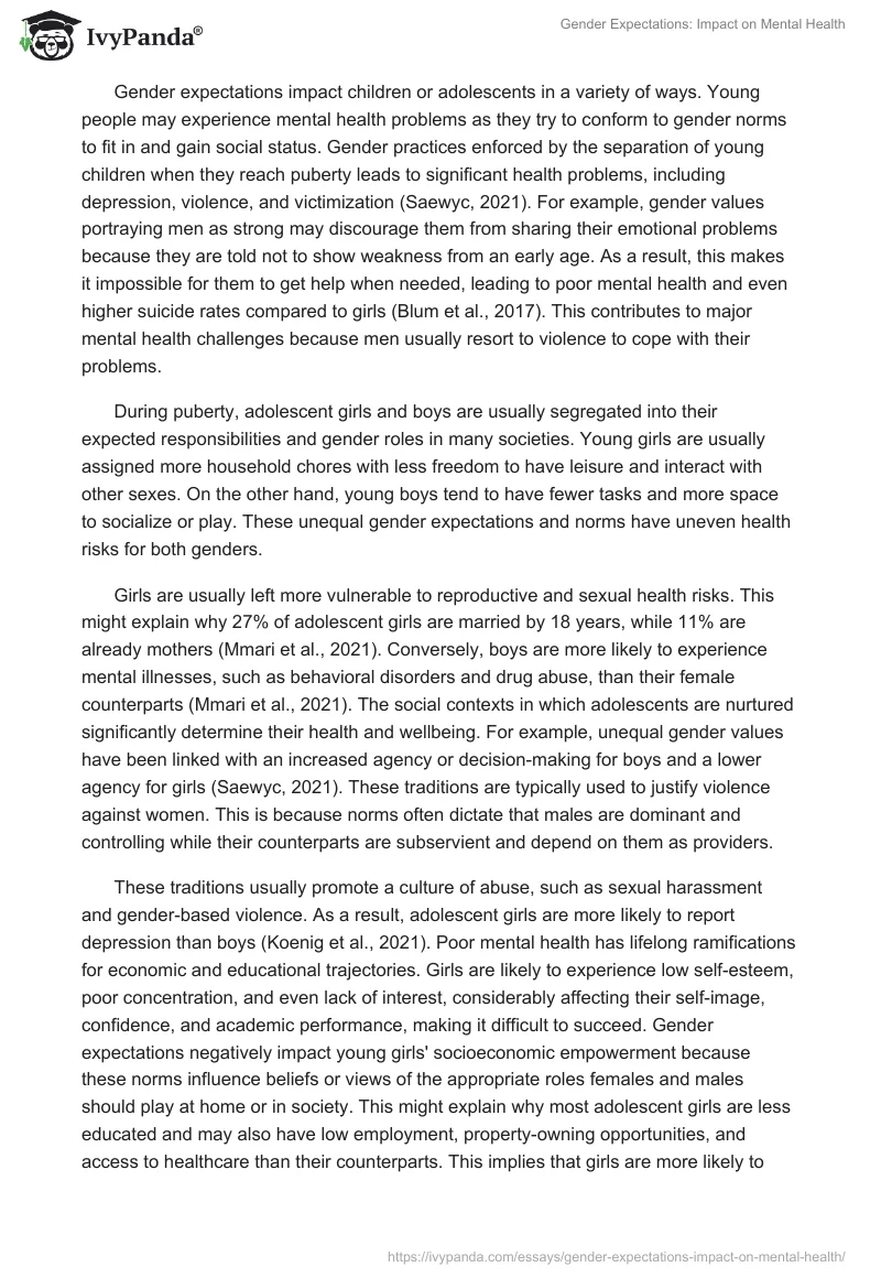 Gender Expectations: Impact on Mental Health. Page 4
