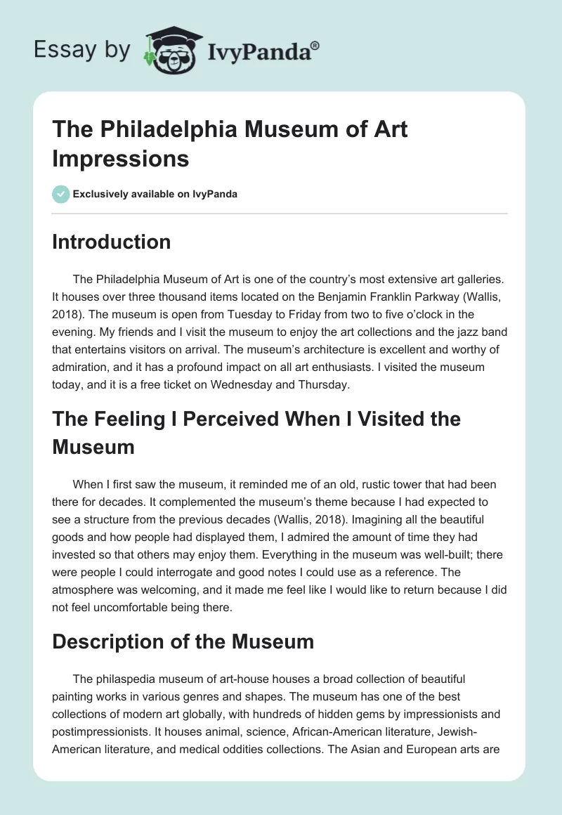 The Philadelphia Museum of Art Impressions. Page 1