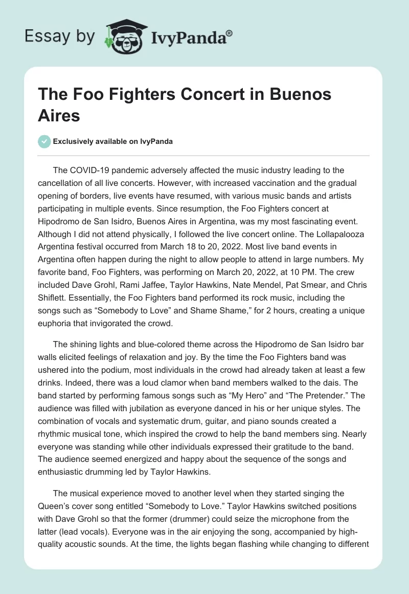 The Foo Fighters Concert in Buenos Aires. Page 1