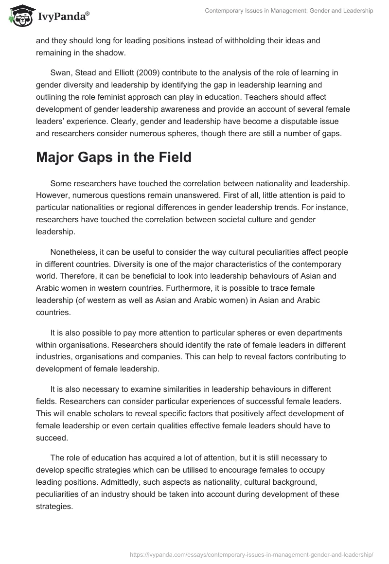 Contemporary Issues in Management: Gender and Leadership. Page 3