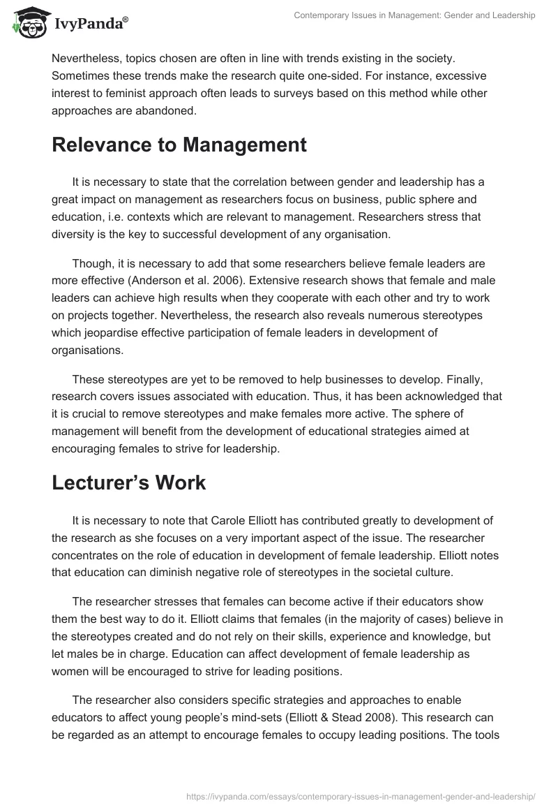 Contemporary Issues in Management: Gender and Leadership. Page 5