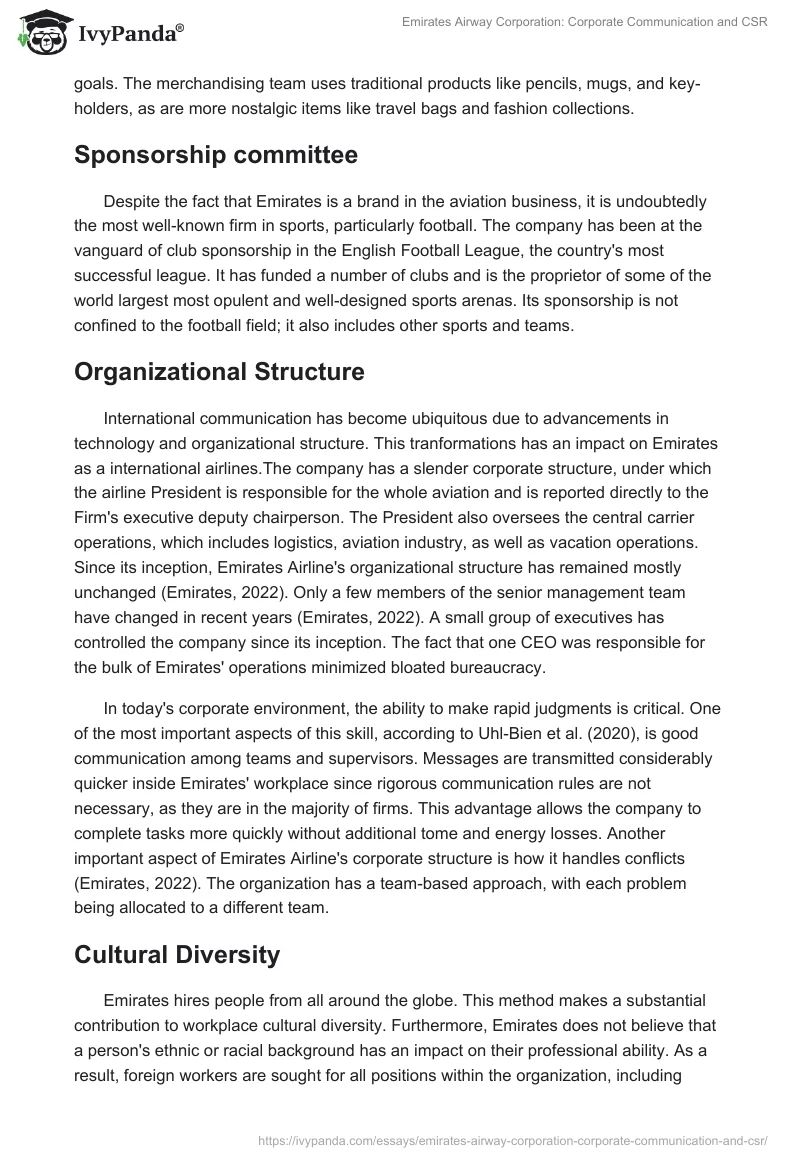 Emirates Airway Corporation: Corporate Communication and CSR. Page 4