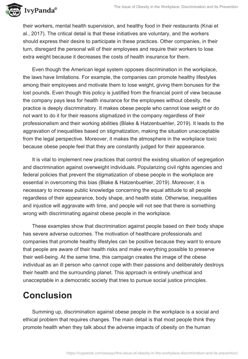 The Issue of Obesity in the Workplace: Discrimination and Its Prevention. Page 3