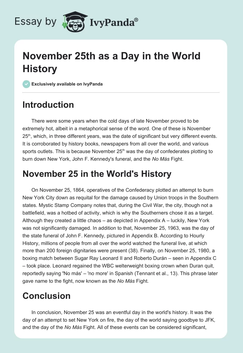 November 25th as a Day in the World History. Page 1