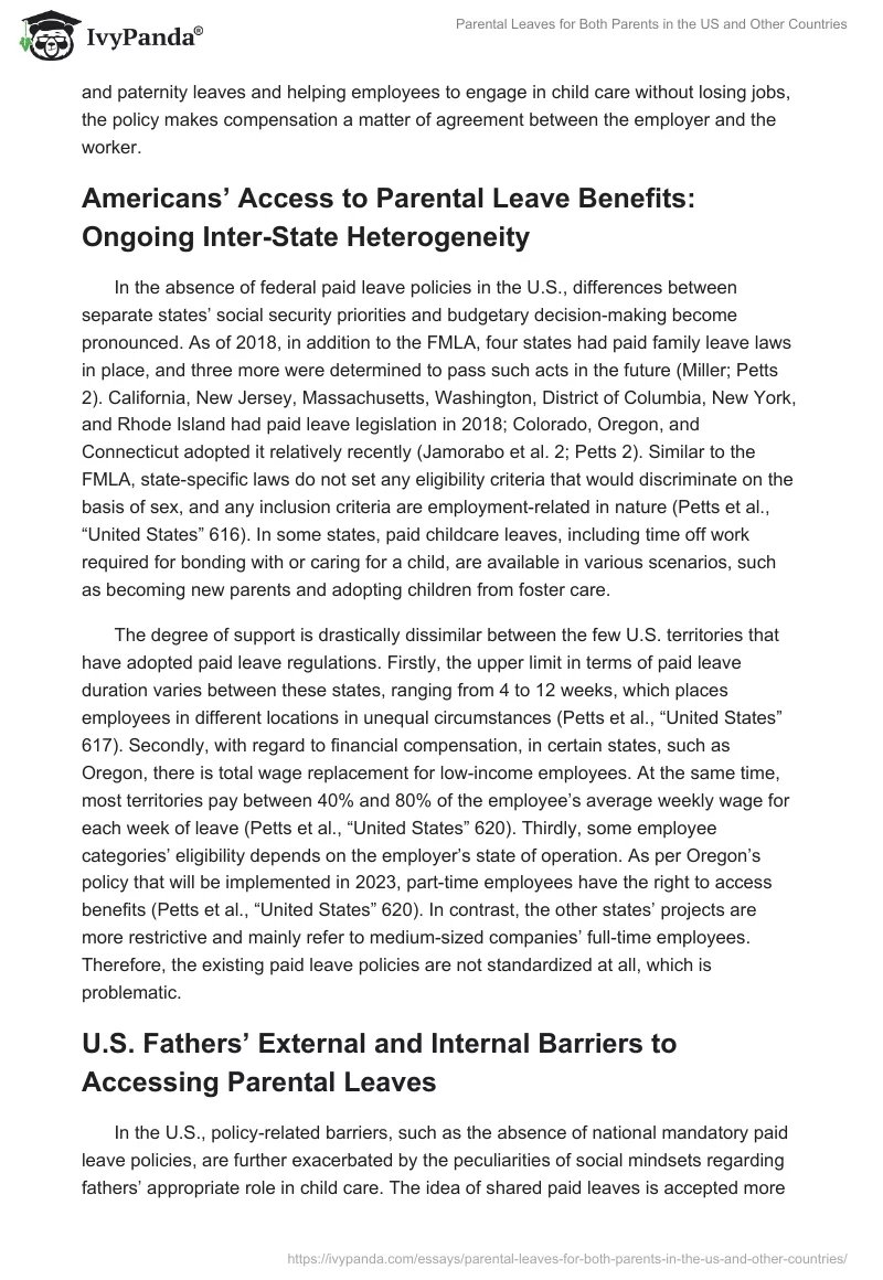 Parental Leaves for Both Parents in the US and Other Countries. Page 2