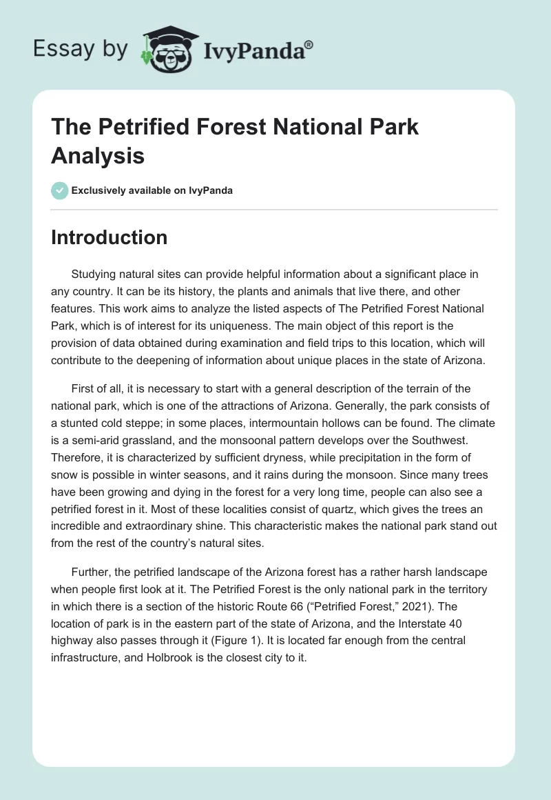 The Petrified Forest National Park Analysis. Page 1