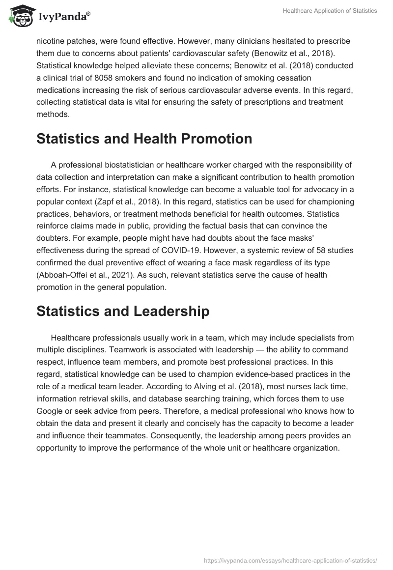 Healthcare Application of Statistics. Page 2