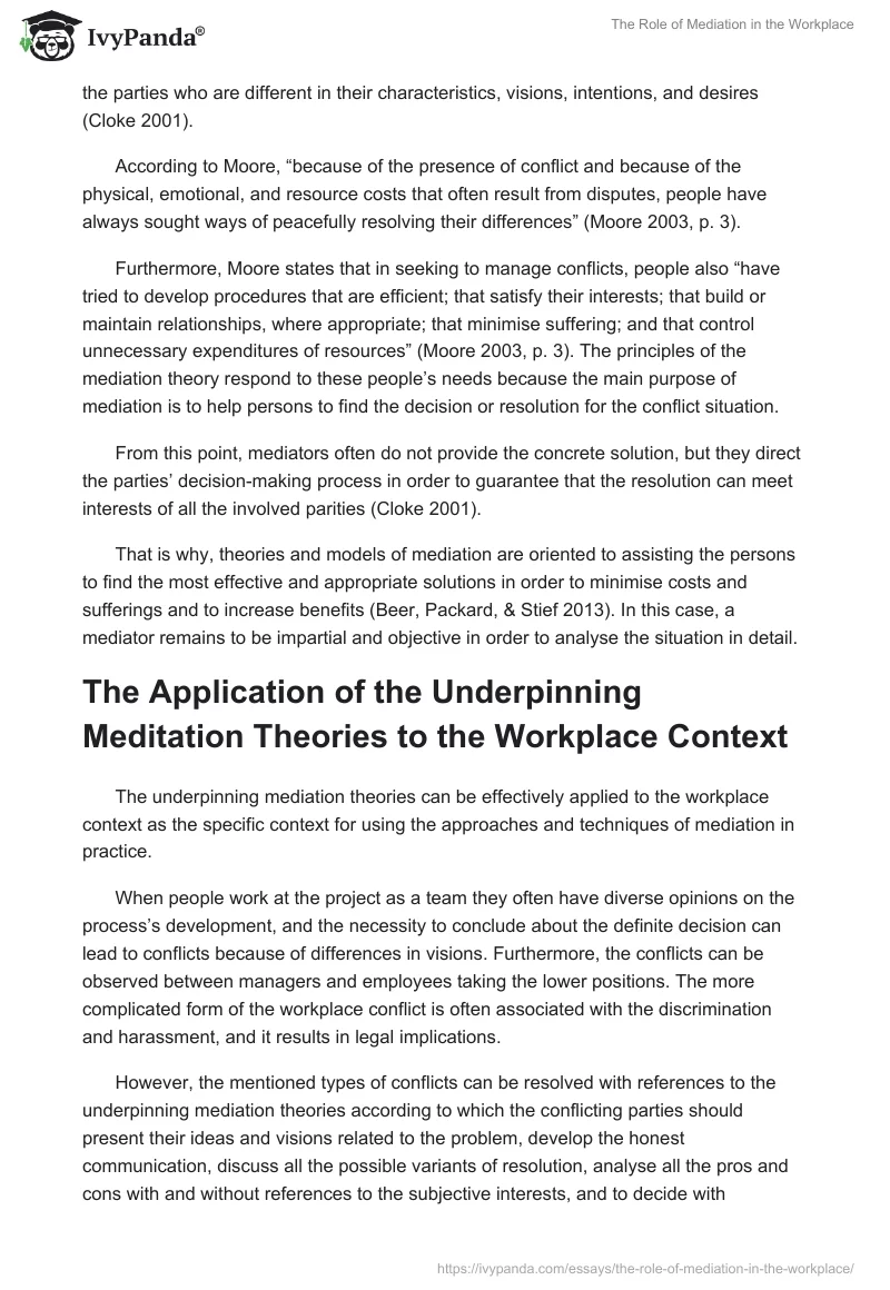 The Role of Mediation in the Workplace. Page 2