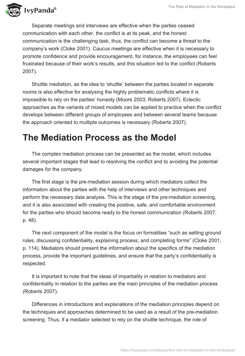 The Role of Mediation in the Workplace. Page 4