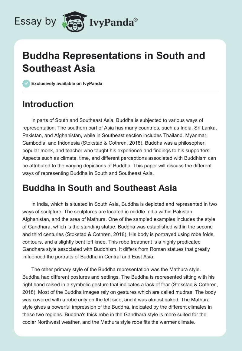 Buddha Representations in South and Southeast Asia. Page 1