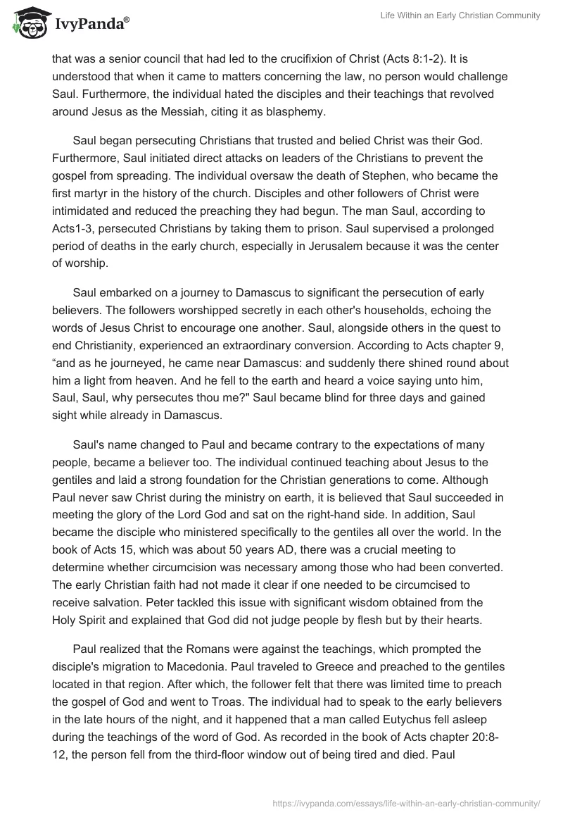 Life Within an Early Christian Community. Page 3