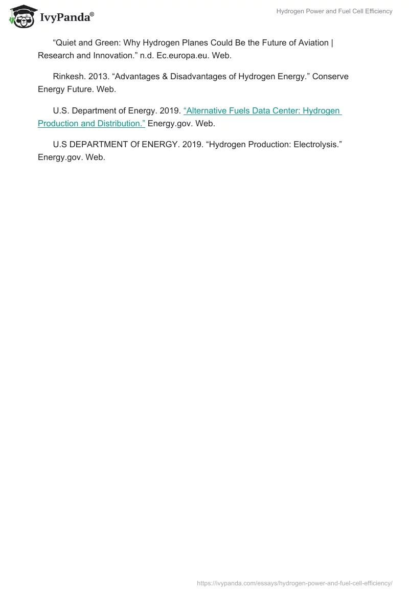 Hydrogen Power and Fuel Cell Efficiency. Page 5