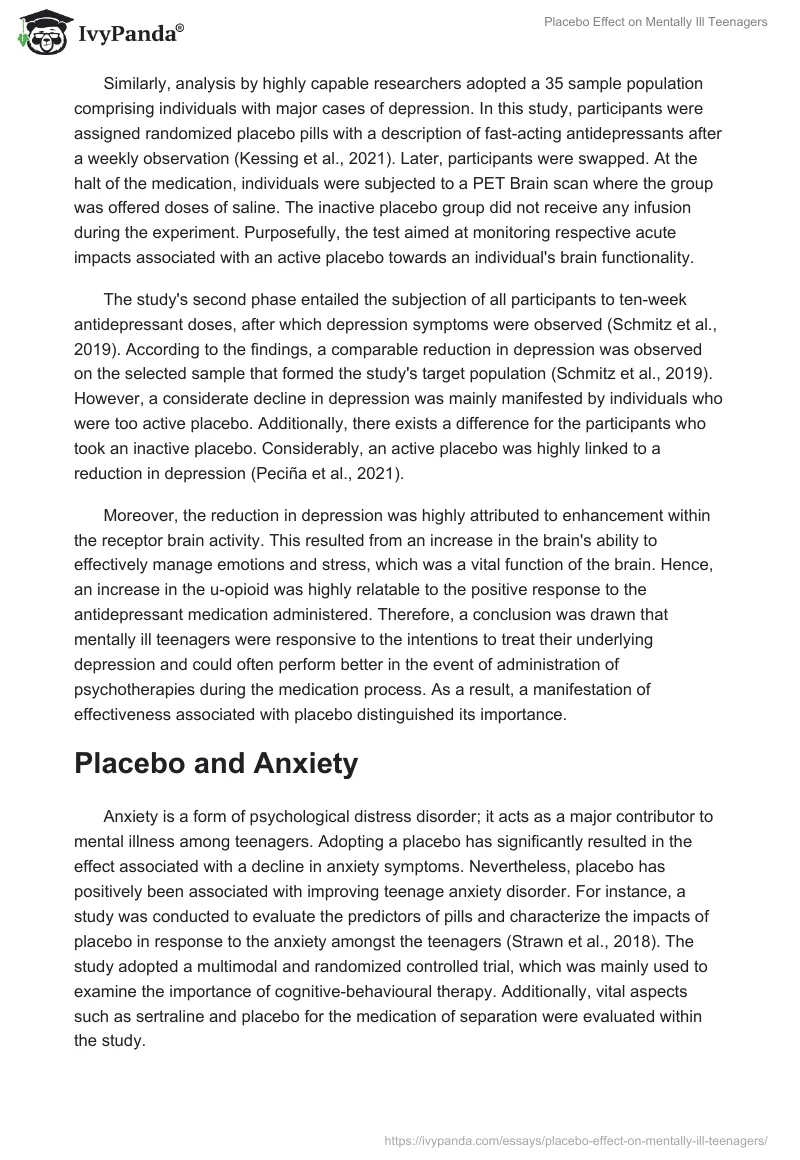 Placebo Effect on Mentally Ill Teenagers. Page 2