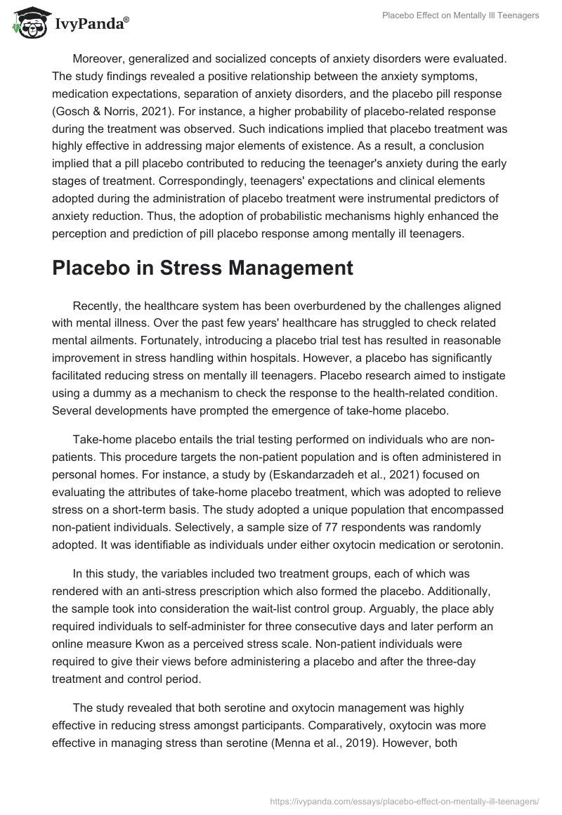 Placebo Effect on Mentally Ill Teenagers. Page 3