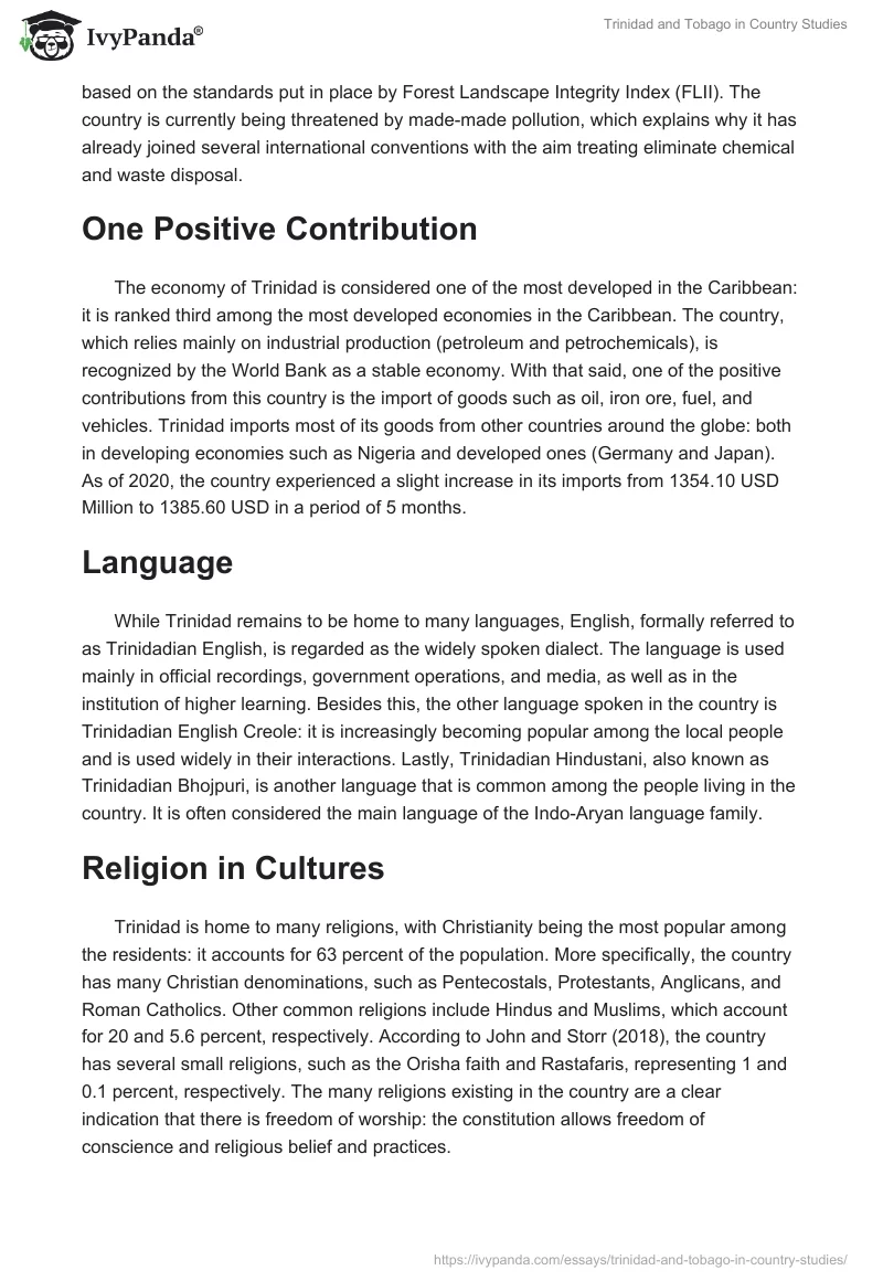 Trinidad and Tobago in Country Studies. Page 2