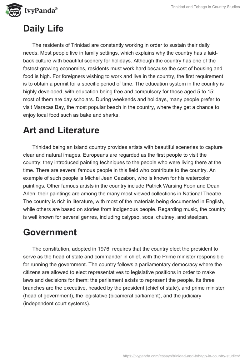 Trinidad and Tobago in Country Studies. Page 3