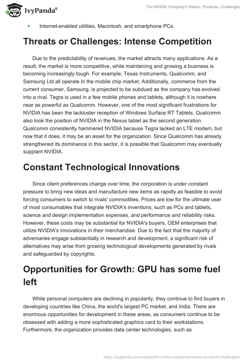 The NVIDIA Company's History, Products, Challenges. Page 2