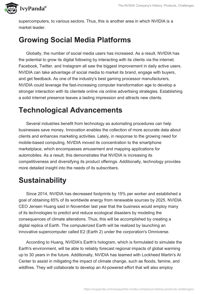 The NVIDIA Company's History, Products, Challenges. Page 3
