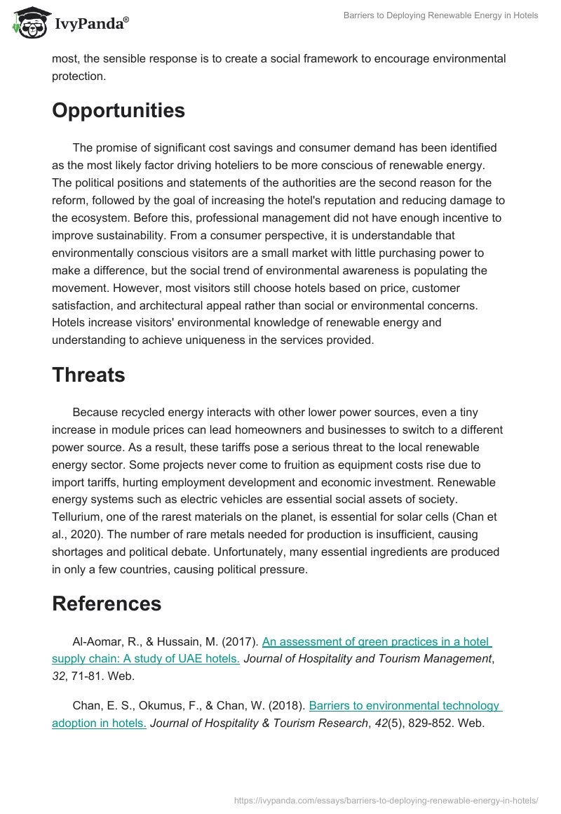 Barriers to Deploying Renewable Energy in Hotels. Page 2