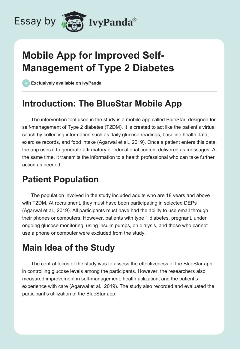 Mobile App for Improved Self-Management of Type 2 Diabetes. Page 1