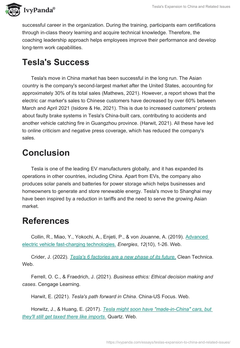 Tesla's Expansion to China and Related Issues. Page 5