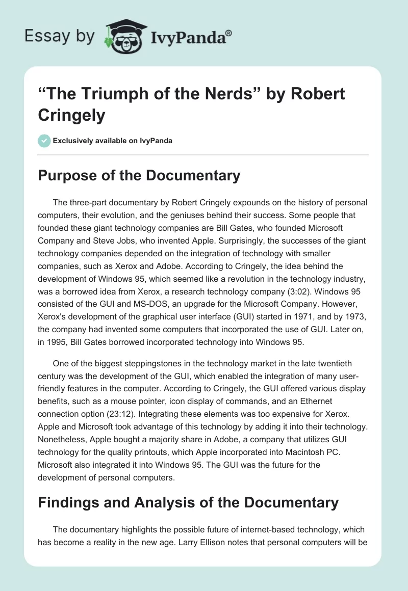 “The Triumph of the Nerds” by Robert Cringely. Page 1
