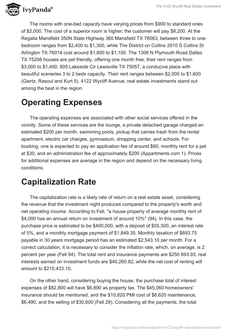 The 4122 Wycliff Real Estate Investment. Page 2