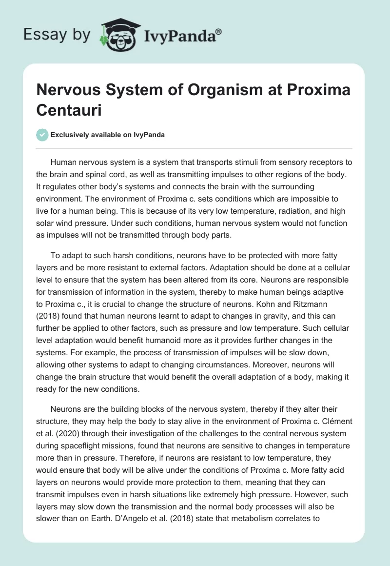 Nervous System of Organism at Proxima Centauri. Page 1
