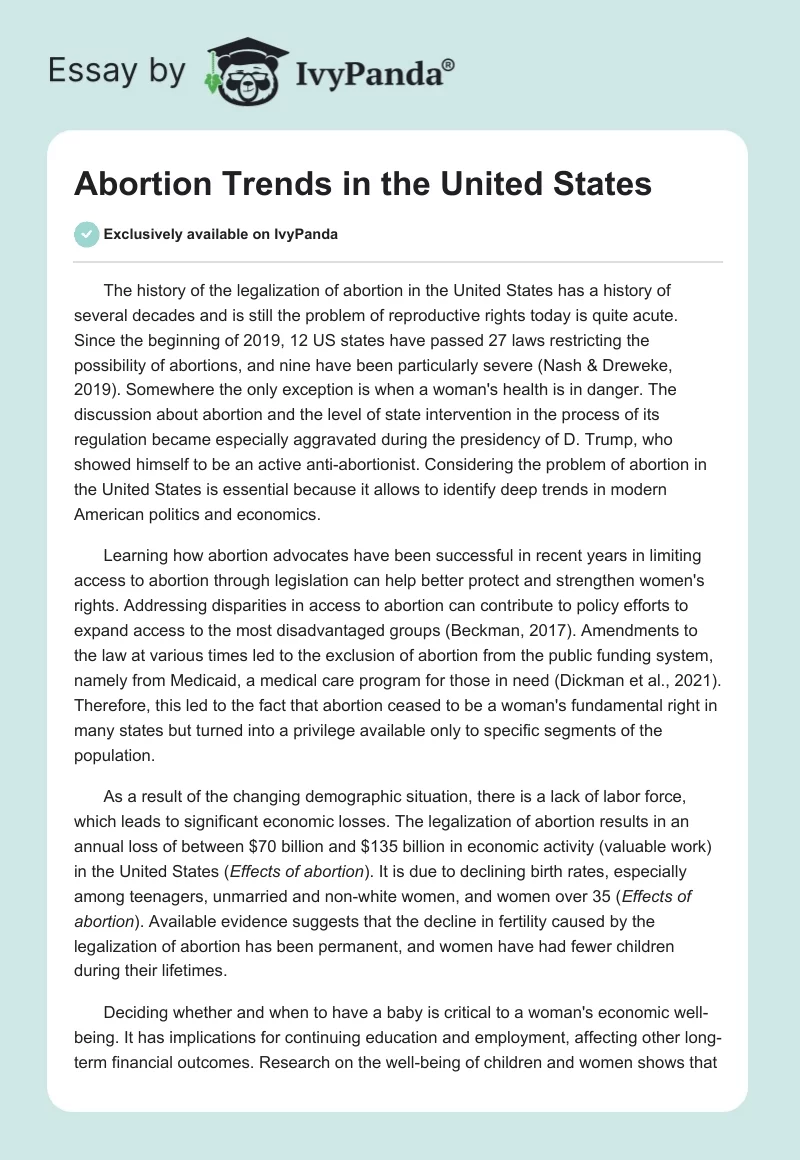 Abortion Trends in the United States. Page 1